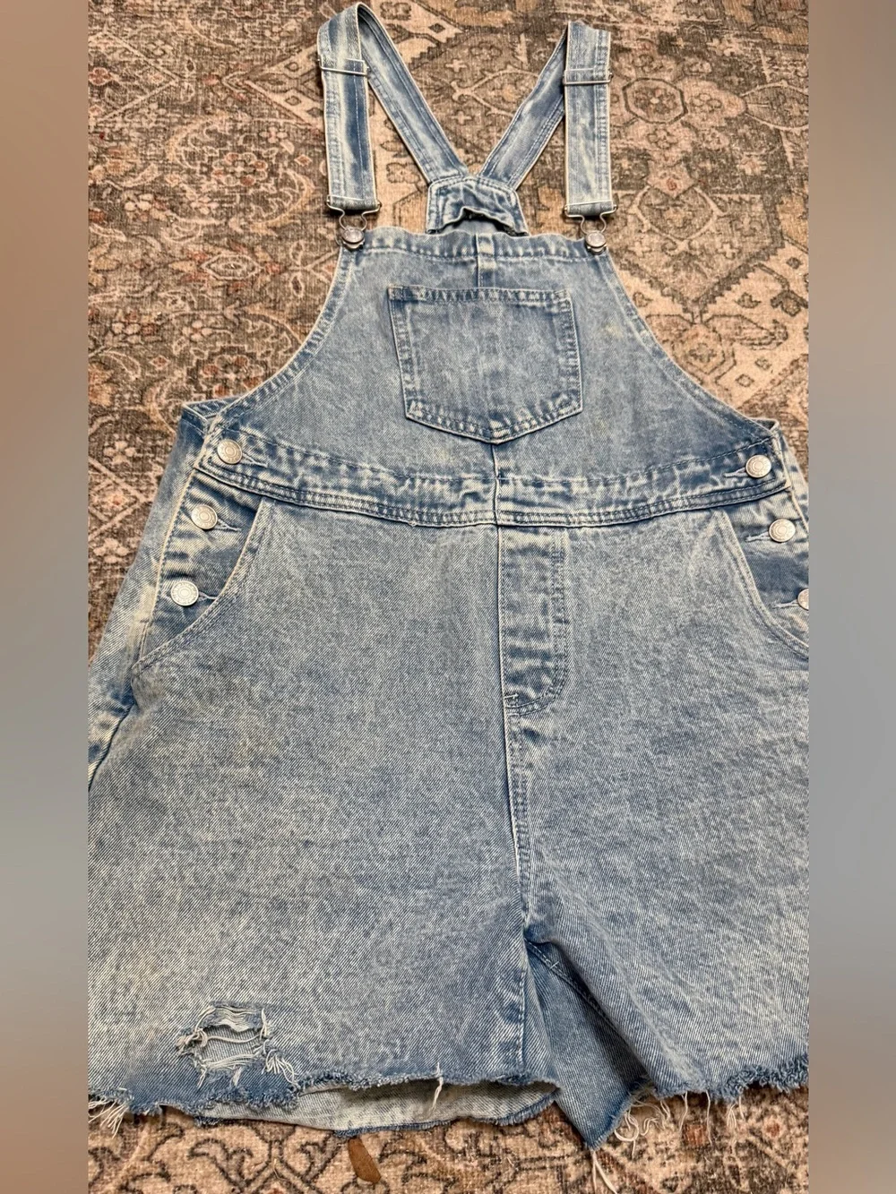 Denim Overall Shorts - Size Large
